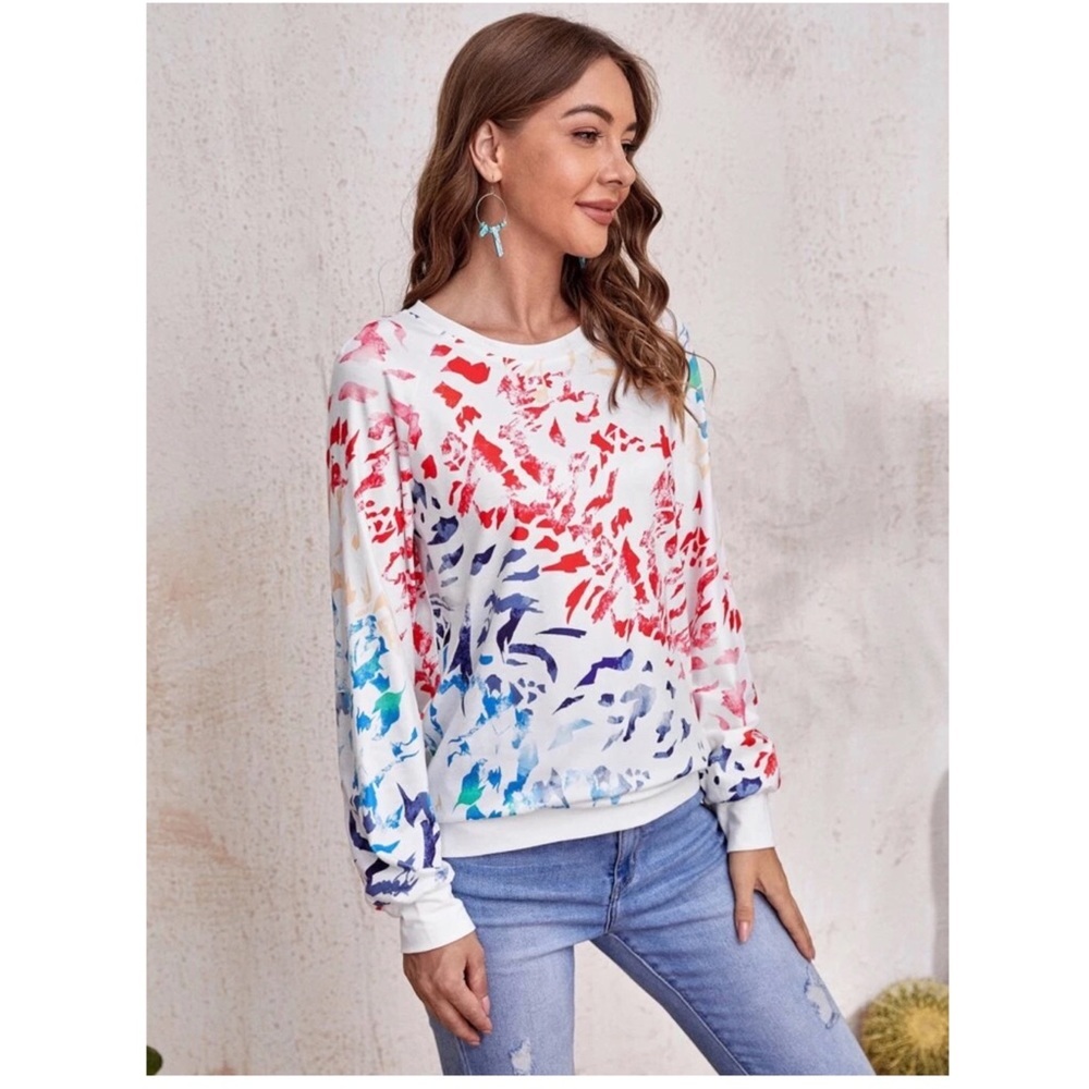 Boho Tie Dye Knit Sweater Top - Picture 2 of 6